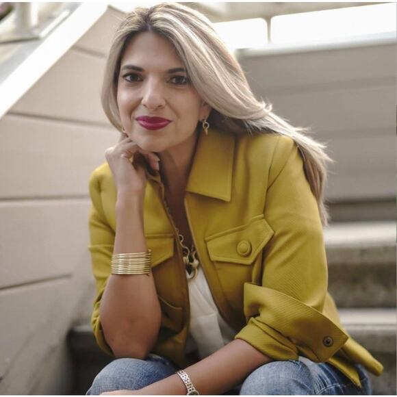 Cabi Touring Jacket #4117 Moss Gold Size Small Zip Front Pockets Textured - Picture 5 of 9